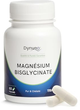 Magnésium Bisglycinate Chélaté 100% Pur - 60 Gélules - Fatigue, Nerveux & Muscles - Label TRAACS® Albion Minerals 100% Pur - 0% Oxyde - Haute Absorption - Sans Additifs - Dynveo