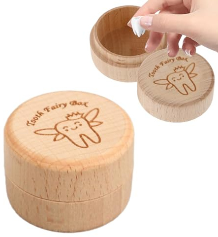 QOMJUFA 1pcs Caja Guardar Dientes, Caja Dientes de Leche Personalizar, Hecho a Mano Caja de Dientes con Patrón de Dientes de Leche, Caja Dientes de Leche para Almacenamiento