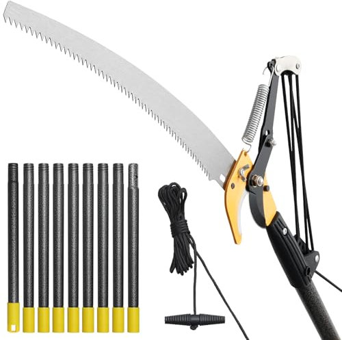 Seghe a palo per potatura degli alberi da 377 cm, potatore manuale con manico lungo, potatore per alberi con asta estensibile, sega per alberi con lama affilata in acciaio per potatura di rami alti