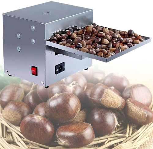 vnmudzeo MáQuina AutomáTica para Cascar CastañAs De 60 W, Placa para CastañAs De 25 Cm, Herramienta Comercial para Cortar CastañAs De Acero Inoxidable De 66 A 110 LB/H,110V