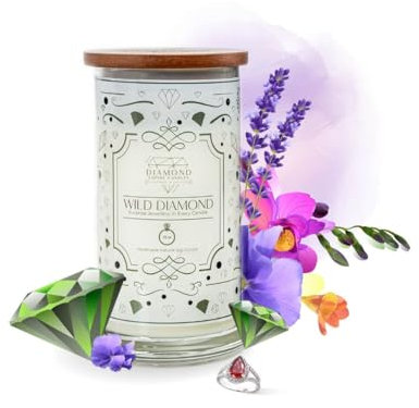 Diamond Empire Wild Diamond, Highly Scented, Candle Gifts for Women, Couples, Birthday, Wedding, Girl Friend, Wife, Mother's Day| 2 Wick Candles (Burn up to 140 H) (Necklace)