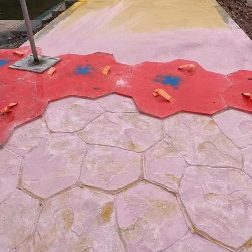 WQZzjm Realistische Schieferstrukturmatte für Beton, Betonstempelformen für Gartenwege und -böden, Flexible Polyurethan-Betonstrukturhaut mit 2 Griffen