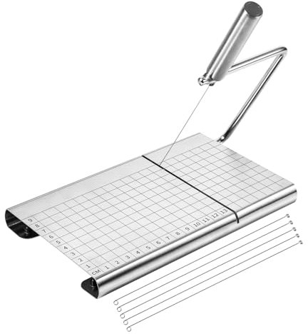 Affettatrice per Formaggio e Burro in Acciaio Inox con Bilancia di Precisione, Spessore Regolabile per Tagliare Blocchi di Formaggio e Salsicce