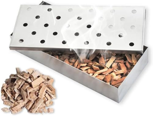 Affumicatore Barbecue, Scatola Affumicatrice per Barbecue, Affumicatore in Acciaio Inox Smoker Box, Affumicatore BBQ, Adatto per Barbecue a Gas e Barbecue a Carbonella, 1pc