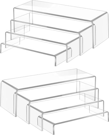 Lylxienty 8PCS Acrylic Risers Clear Acrylic Display Stand, Acrylics Shelves Stands for Display, Shelf Risers Perfume Organiser Display AcrylicStand for Funko Pop Figures, Cupcake, Jewelry Collections