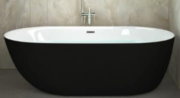 Sanotechnik Melbourne Freistehende Badewanne, 170x75x56 cm, Oval, Schwarz/Weiß, Acryl, Füllmenge 320L