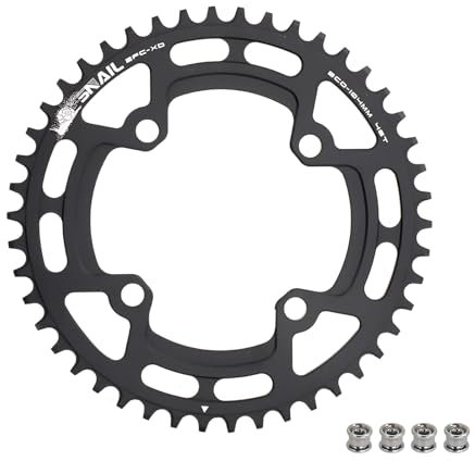BESNIN Bike Chainring 104 BCD 30T 32T 34T 36T 38T 40T 42T 44T 46T 48T 50T 52T Round Narrow Wide Single Chain Ring for 7 8 9 10 11 12 Speed MTB BMX Road Bike (Black, 46T Round)