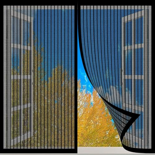 Zanzariera Finestra Magnetica 156 x 162 cm Autoadesiva Traspirante Zanzariera Magnetica Finestra Regolabile, Installare Senza Fori, Zanzariera Finestre Con Calamita, per Finestre Soggiorno, Nero