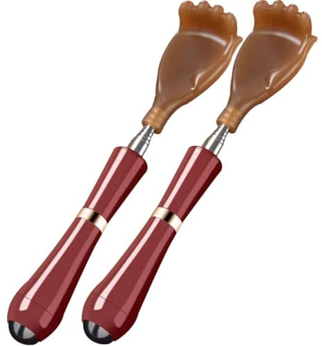Gratte-Dos Rétractable Et Portable, Outil De Massage du Dos avec Billes Magnétiques, Artefact De Voyage Anti-démangeaisons pour Personnes Âgées, pour Femmes Enceintes(Red Color,2pcs)