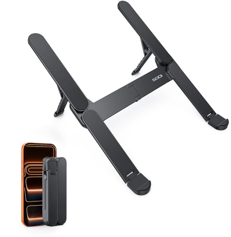 SODI Tragbarer LaptopStänder, Höhenverstellbar & Faltbar, Universell für 10-16 Zoll Laptops (für MacBook Pro/Air, für Dell, für HP, für Sony) Minimalistischer Laptopständer für Ergonomisches Arbeiten