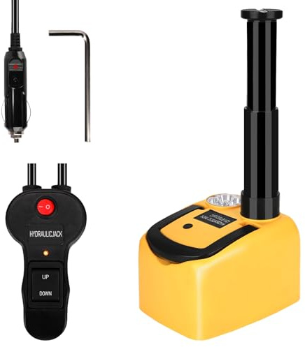 ROGTZ Kit de gato hidráulico eléctrico para coche, 5 toneladas, 12 V, elevador de vehículo ultra portátil con rango de 6.1 a 17.7 pulgadas para reparación de SUV, sedán/camión, gato de piso para