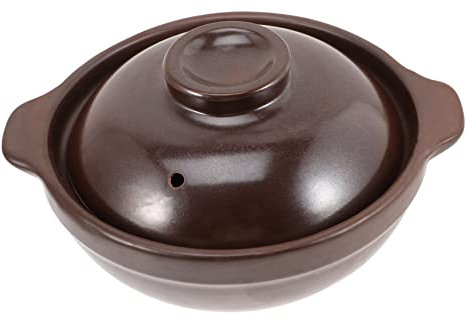 Luxshiny Pentola Di Terracotta Coperchio Resistente Al Calore Per Stufati e Pollo Brasato, Casseruola in Ceramica Liscia Antiaderente Per Uso Domestico e Cucina Quotidiana