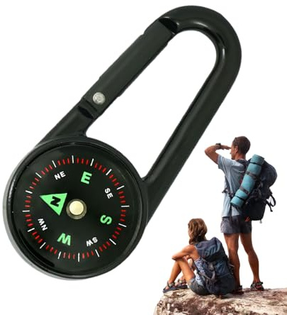 Portachiavi Con Bussola Piccola - Bussola Clip Con Moschettone, Bussola Da Escursionismo | Accessorio Portatile Per Campeggio E Pratiche Outdoor, Strumento Di Sopravvivenza Per Viaggiatori, Attività S