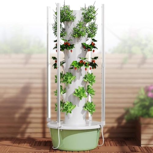 TIRUSS Hydroponic Growing Kit System with 4 LED Grow Lights,Hydroponics Tower Set, 7 Layer 28 Pots Planter, Vertical Hydro Tower Indoor Herb Garden Kit for Lettuce, Veggies, and Fresh Greens