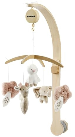 Nattou Mobile mit Spieluhr, Sanftes Wiegelied La-Le-Lu, Polyester/Holz, FanFan, Beige