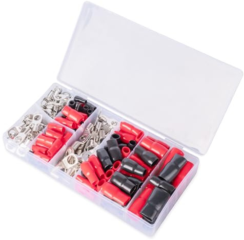 JOYELEC 228SET SC6/10/16/25 Confezione mista in rame stagnato 6,0-35 mm² Capicorda M8 batteria SC Bolt Hole Ring Crimp Terminali Connettori per elettrico, auto, barca, auto, terminali cavo batteria