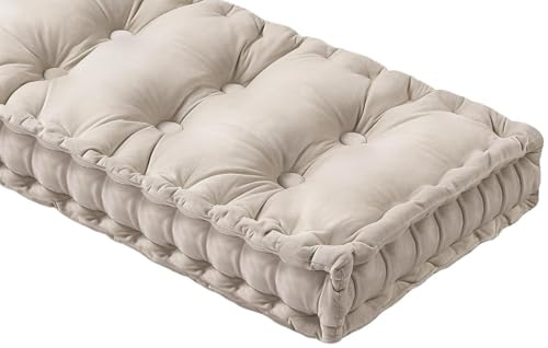 ZZDZW Bankauflage Samt Bankkissen 80/60/90/120//140/160 Drinnen Outdoor Sitzkissen-Stuhlkissen-rutschfeste-GartenBankauflage- 10 cm Dicke Matte Für Schaukel Terrasse(Light Khaki,70x35x10cm)