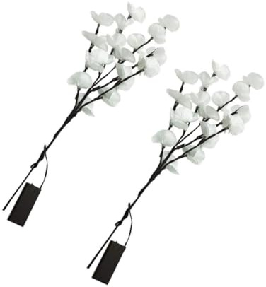 PENIKOKO LED Phalaenopsis Zweig Licht mit Biegsamen Ästen Weiße Künstliche Orchideen für Wohnraumdekoration Batteriebetrieben für Fensterbank Hochzeit Party Festival