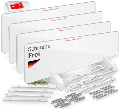 KESSER® Schimmel Infrarotheizung Schimmelentferner 50W Wandheizer 4er Set | Schimmelfrei ohne Chemie Alternative zu Anti Schimmelspray und Farbe