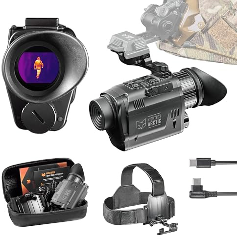 Nightfox Arctic Thermal Night Vision Monocular – Head or Helmet Mounted Thermal Imaging Camera, ≦30mK 256x192 Sensor, Low Latency 50fps, 24° FOV, IP65 Waterproof