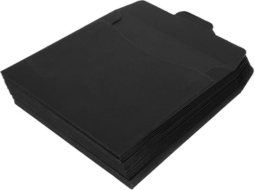 SOPOTUTU 20 Fundas de Papel Kraft Negro para Dvd y Cd, Bolsa de Embalaje Resistente que Protege Discos, Adecuado para Almacenamiento y Envío Seguro