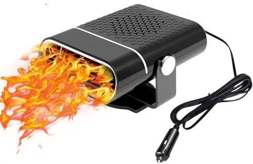 QEJ 12V Portable Car Heater, 150W Fast Heating Car Defroster & Defogger with 360° Rotatable Design, Cigarette Lighter Plug, Winter Essential for Cars, SUVs & Trucks