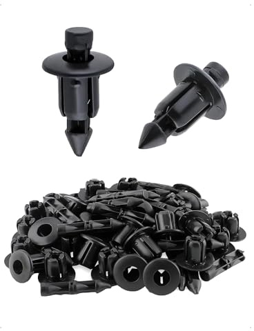 KONFEN 50 Pezzi 6MM Rivetti in Plastica Set, Clip di Plastica Rivet Universali di Fissaggio per Carenatura Pannello Moto Auto Trim Fermagli Parafanghi Sportelli Tipo Spinta Ritegno Clip, Nero