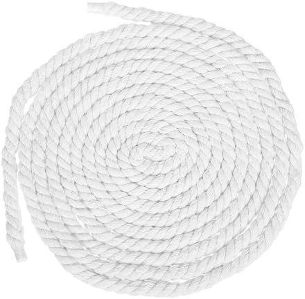 sourcing map 8 mm x 14,8 Fuß weißes Baumwollseil, 3 Stränge, Wäscheleine im Freien, gedrehte, geflochtene, dicke Makramee-Schnur für Heimwerker, Wandbehang, Pflanzenaufhänger, Knoten, Wäscheleine