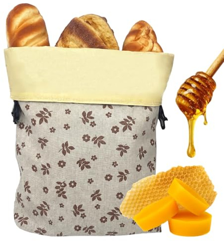 biorito sacchetti pane cera d'api, Sacchetti per il Pane in Cotone Biologico e Cera d’Api Naturale 43x33 cm 1 Pezzi Sacchetto Pane Riutilizzabile Traspirante per Pane Artigianale