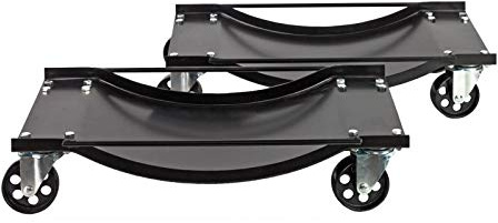 DEMA PKW Rangierhilfe 2 Stück, Werkstatt, Kfz-Reparatur, Reifen bis 350 mm, Tragkraft 450 kg, Robust, Mobil, Platzsparend, Einfaches Rangieren, Schwarz Lackiert, Stahl