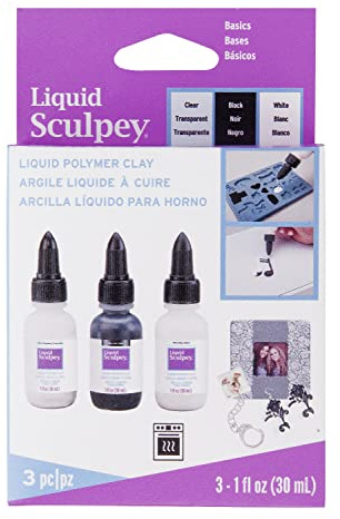 Polyform ALSTNT1 Sculpey Liquid Basics 3/Pkg-Clear, Black, White, Farblos, 3 x 30 Ml, 3 stück