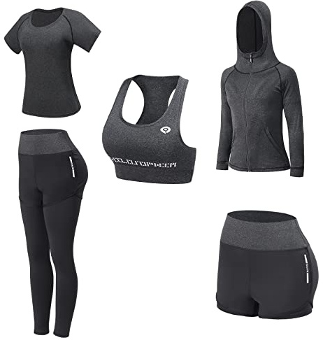 JULY'S SONG Yoga Kleidung Anzug 5er-Set Trainingsanzug Laufbekleidung Gym Fitness Kleidung