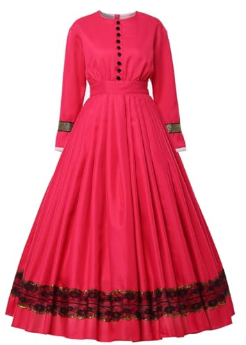 GRACEART Damen 1860s Viktorianisches Kleid Rokoko Party Kostüm (Rose rot, M)