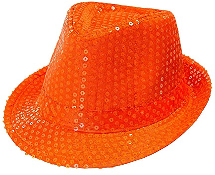 W WIDMANN MILANO Party Fashion - Neon Fedora Hut mit Pailletten | Auffälliges Kostüm Accessoire für Damen und Herren, Kopfbedeckung für Karneval, Festival, Neon-Events