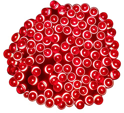 Tuokay Innen Lichterkette mit Stecker, 23m 200 LED 8 Modi LED Kette (Rot) | Einschalten mit Speicherfunktion, Wasserdicht IP44, Dekorative Girlande für Weihnachtsbaum Party Fest Deko