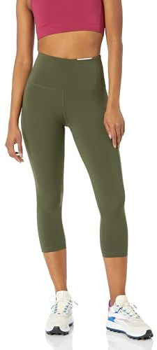 Amazon Essentials Legging de sport 7/8 à taille haute modelant (existe en grandes tailles) Femme, Vert Olive, S