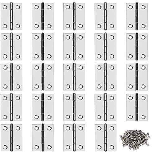 Bisagras de acero inoxidable Bisagra de puerta para mueble Bisagra Conectores con tornillos para el hogar, muebles, hardware, guardería, puerta, cajón, 36 x 29 mm, 24 piezas