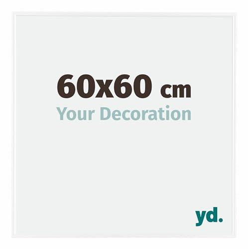 Your Decoration - Bilderrahmen 60x60 cm - Weiß Hochglanz - Bilderrahmen aus Kunststoff mit Acrylglas - Antireflex - 60x60 Rahmen - Evry