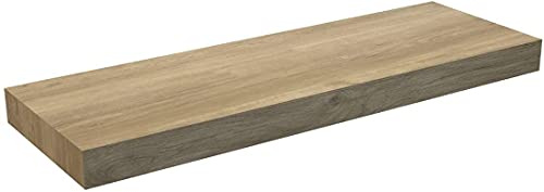 Encimera Baño Madera Suspendida | Encimera Flotante para Lavabos sobre Encimera Baños | Encimera de Melamina con Textura de Espesor 8cm (140x46cm, Roble Natural)