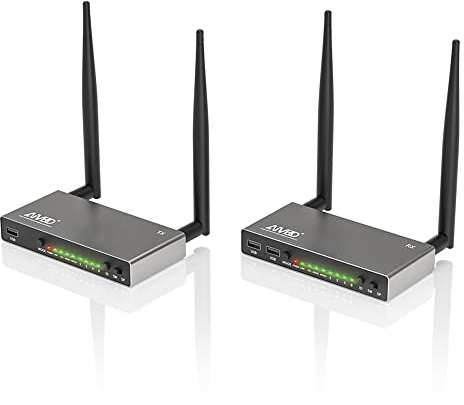 AIMIBO HDMI Wireless Transmitter & Receiver 1080P, Multiple TXS & RXs, 5.8G HDMI Extender with KVM, IR Remote, Loop-Out, 656FT, Cast Video Audio for Laptop, Fire TV Stick, Satellite to TV, Projector