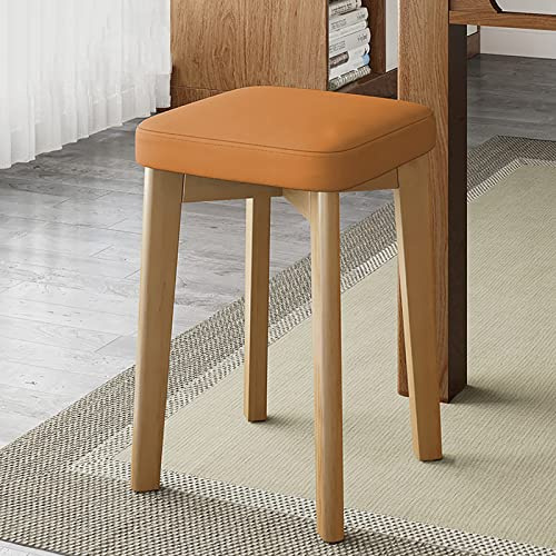 MDHP 18-Zoll-barhocker mit Thekenhöhe, Küchenhocker Aus Holz, Kleine Hocker Zum Sitzen, Stapelbare Hocker mit Weichem Kissen, Moderner Esszimmerhocker (31x31x45cm(12x12x18), Orange 1)