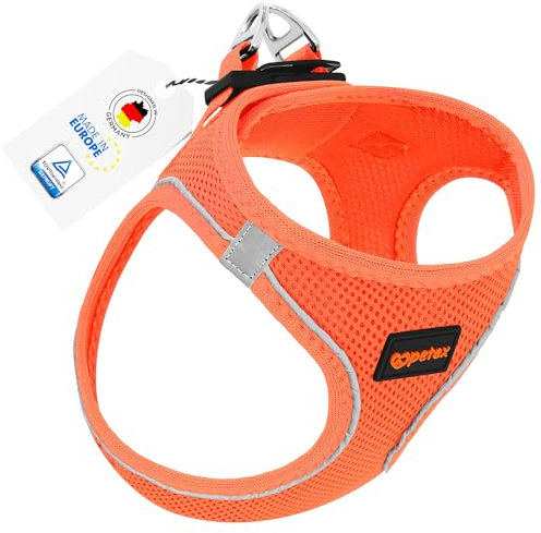 Petex Hundegeschirr für kleine & mittelgroße Hunde - TUV Geprüft - Made in Europe - Welpengeschirr mit Air Mesh Technologie - Reflektierend und Atmungsaktiv - Brustgeschirr für Hund - Dog Harness
