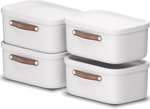 Rotho Maloja 4er-Set Aufbewahrungsbox mit Deckel 12l, Kunststoff, weiss, 12 (39.5 x 26.5 x 17.7 cm)