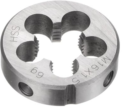 QUARKZMAN Filières à Fileter Rondes, Filetage Métrique M16 x 1.5 (Droite), Acier Rapide (HSS) Outil de Réparation de Filière de Coupe de Vis