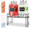 MR.KIANGCI Glass Drink Dispenser with Tap, 2 x 4 Litre Drinks Dispenser with Fruit Infuser & Stand,Water Dispenser with Tap for BBQ, Picnic, Party,Beverage Dispenser,Laundry Detergent Dispenser