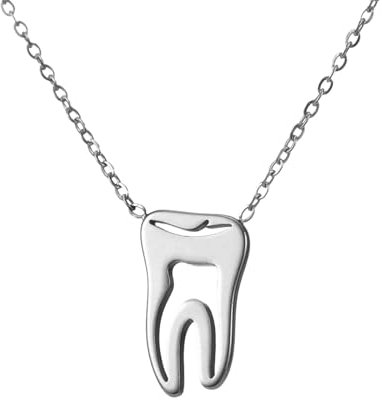 GZHENGZG Herren Halsketten und Damenschmuck Anhänger Zahn Halskette für Frauen Mut Weisheitszähne Halskette Schmuck Zahnarzt Medical Geschenk Geschenk