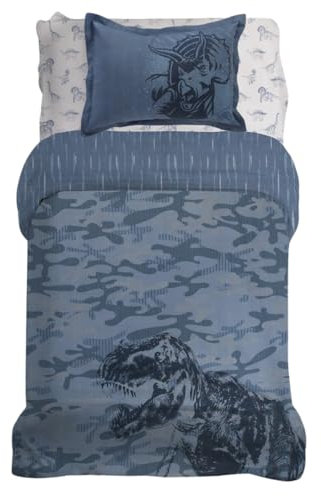 Jurassic World Kids Bedding Super Soft Premium Organic Cotton Duvet Cover with Sham, 2 Piece Twin Size, (Officially Licensed Product) by Franco