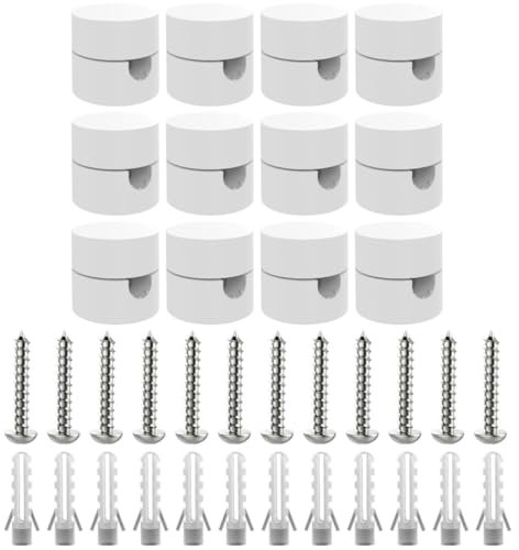 ZOHAR 12 perni da parete e da soffitto in due pezzi, colore bianco, per cavi in tessuto, fissaggio a soffitto, altalena a scimmia, supporto per cavi per lampada fai da te, con viti e tasselli