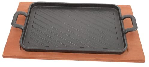Gogogmee Plancha para Asar Antiadherente Rectangular Doble Asa, Sartén Grill Gruesa De Hierro para Barbacoa y Camping, Molde para Hornear Resistente y Portátil, Adecuado para Cocinar Al Aire Libre