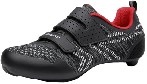 omcam Herren Damen Rennradschuhe Professionelle Fahrradschuhe Kompatibel mit SPD und Look Delta Cleats Atmungsaktive Indoor-Fahrradschuhe,Schwarz,42 EU